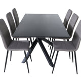 Jídelní stůl Piazza - černá / černá dýha + židle Windu Lyx - černá / šedá mikrovlákno_6