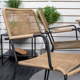 Kenya Jídelní stůl 120*70*H75 - Teak+Lindos - Křeslo - Black Alu / Latte Rope_4