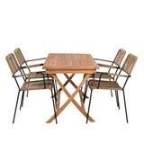 Kenya Jídelní stůl 120*70*H75 - Teak+Lindos - Křeslo - Black Alu / Latte Rope_4