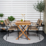 Kenya Jídelní stůl 120*70*H75 - Teak+Lindos - Křeslo - Black Alu / Latte Rope_4