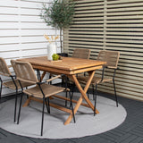 Kenya Jídelní stůl 120*70*H75 - Teak+Lindos - Křeslo - Black Alu / Latte Rope_4