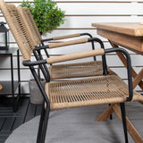 Kenya Jídelní stůl 120*70*H75 - Teak+Lindos - Křeslo - Black Alu / Latte Rope_4