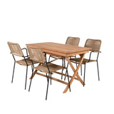 Kenya Jídelní stůl 120*70*H75 - Teak+Lindos - Křeslo - Black Alu / Latte Rope_4