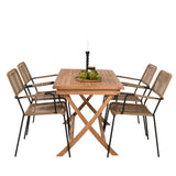 Kenya Jídelní stůl 120*70*H75 - Teak+Lindos - Křeslo - Black Alu / Latte Rope_4