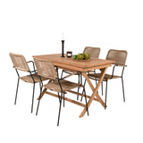 Kenya Jídelní stůl 120*70*H75 - Teak+Lindos - Křeslo - Black Alu / Latte Rope_4