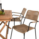 Kenya Jídelní stůl 120*70*H75 - Teak+Lindos - Křeslo - Black Alu / Latte Rope_4