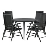 Break - Jídelní stůl kulatý - Černá / Černá - Alu / Aintwood - 120ø _1+ Break 5:pos Židle - Černá/Černá _4