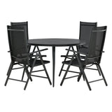 Break - Jídelní stůl kulatý - Černá / Černá - Alu / Aintwood - 120ø _1+ Break 5:pos Židle - Černá/Černá _4