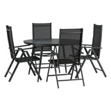 Break - Jídelní stůl kulatý - Černá / Černá - Alu / Aintwood - 120ø _1+ Break 5:pos Židle - Černá/Černá _4