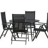 Break - Jídelní stůl kulatý - Černá / Černá - Alu / Aintwood - 120ø _1+ Break 5:pos Židle - Černá/Černá _4