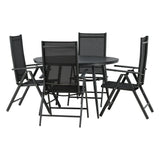 Break - Jídelní stůl kulatý - Černá / Černá - Alu / Aintwood - 120ø _1+ Break 5:pos Židle - Černá/Černá _4