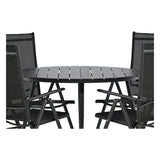 Break - Jídelní stůl kulatý - Černá / Černá - Alu / Aintwood - 120ø _1+ Break 5:pos Židle - Černá/Černá _4