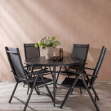 Break - Jídelní stůl kulatý - Černá / Černá - Alu / Aintwood - 120ø _1+ Break 5:pos Židle - Černá/Černá _4