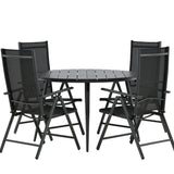 Break - Jídelní stůl kulatý - Černá / Černá - Alu / Aintwood - 120ø _1+ Break 5:pos Židle - Černá/Černá _4