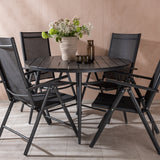 Break - Jídelní stůl kulatý - Černá / Černá - Alu / Aintwood - 120ø _1+ Break 5:pos Židle - Černá/Černá _4