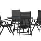 Break - Jídelní stůl kulatý - Černá / Černá - Alu / Aintwood - 120ø _1+ Break 5:pos Židle - Černá/Černá _4