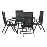 Break - Jídelní stůl kulatý - Černá / Černá - Alu / Aintwood - 120ø _1+ Break 5:pos Židle - Černá/Černá _4