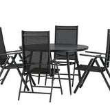 Break - Jídelní stůl kulatý - Černá / Černá - Alu / Aintwood - 120ø _1+ Break 5:pos Židle - Černá/Černá _4