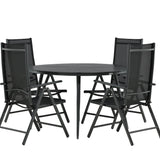 Break - Jídelní stůl kulatý - Černá / Černá - Alu / Aintwood - 120ø _1+ Break 5:pos Židle - Černá/Černá _4