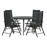 Break - Jídelní stůl kulatý - Černá / Černá - Alu / Aintwood - 120ø _1+ Break 5:pos Židle - Černá/Černá _4