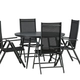 Break - Jídelní stůl kulatý - Černá / Černá - Alu / Aintwood - 120ø _1+ Break 5:pos Židle - Černá/Černá _4