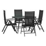 Break - Jídelní stůl kulatý - Černá / Černá - Alu / Aintwood - 120ø _1+ Break 5:pos Židle - Černá/Černá _4