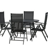 Break - Jídelní stůl kulatý - Černá / Černá - Alu / Aintwood - 120ø _1+ Break 5:pos Židle - Černá/Černá _4