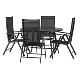 Break - Jídelní stůl kulatý - Černá / Černá - Alu / Aintwood - 120ø _1+ Break 5:pos Židle - Černá/Černá _4