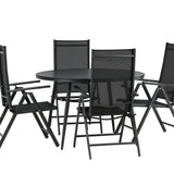 Break - Jídelní stůl kulatý - Černá / Černá - Alu / Aintwood - 120ø _1+ Break 5:pos Židle - Černá/Černá _4