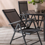 Break - Jídelní stůl kulatý - Černá / Černá - Alu / Aintwood - 120ø _1+ Break 5:pos Židle - Černá/Černá _4