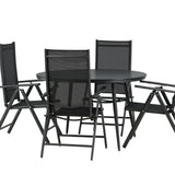 Break - Jídelní stůl kulatý - Černá / Černá - Alu / Aintwood - 120ø _1+ Break 5:pos Židle - Černá/Černá _4