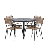 Break - Jídelní stůl kulatý - Černá / Černá - Alu / Aintwood - 120ø _1+ Lindos - Křeslo - Black Alu / Latte Latte _4