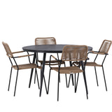 Break - Jídelní stůl kulatý - Černá / Černá - Alu / Aintwood - 120ø _1+ Lindos - Křeslo - Black Alu / Latte Latte _4