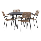 Break - Jídelní stůl kulatý - Černá / Černá - Alu / Aintwood - 120ø _1+ Lindos - Křeslo - Black Alu / Latte Latte _4