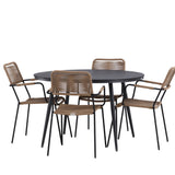 Break - Jídelní stůl kulatý - Černá / Černá - Alu / Aintwood - 120ø _1+ Lindos - Křeslo - Black Alu / Latte Latte _4