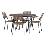 Break - Jídelní stůl kulatý - Černá / Černá - Alu / Aintwood - 120ø _1+ Lindos - Křeslo - Black Alu / Latte Latte _4