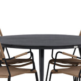 Break - Jídelní stůl kulatý - Černá / Černá - Alu / Aintwood - 120ø _1+ Lindos - Křeslo - Black Alu / Latte Latte _4