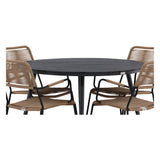 Break - Jídelní stůl kulatý - Černá / Černá - Alu / Aintwood - 120ø _1+ Lindos - Křeslo - Black Alu / Latte Latte _4