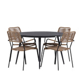 Break - Jídelní stůl kulatý - Černá / Černá - Alu / Aintwood - 120ø _1+ Lindos - Křeslo - Black Alu / Latte Latte _4