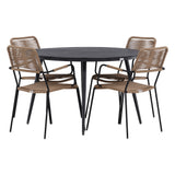 Break - Jídelní stůl kulatý - Černá / Černá - Alu / Aintwood - 120ø _1+ Lindos - Křeslo - Black Alu / Latte Latte _4