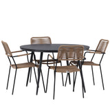 Break - Jídelní stůl kulatý - Černá / Černá - Alu / Aintwood - 120ø _1+ Lindos - Křeslo - Black Alu / Latte Latte _4