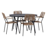 Break - Jídelní stůl kulatý - Černá / Černá - Alu / Aintwood - 120ø _1+ Lindos - Křeslo - Black Alu / Latte Latte _4