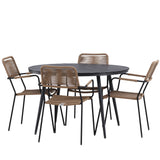 Break - Jídelní stůl kulatý - Černá / Černá - Alu / Aintwood - 120ø _1+ Lindos - Křeslo - Black Alu / Latte Latte _4