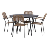 Break - Jídelní stůl kulatý - Černá / Černá - Alu / Aintwood - 120ø _1+ Lindos - Křeslo - Black Alu / Latte Latte _4