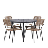 Break - Jídelní stůl kulatý - Černá / Černá - Alu / Aintwood - 120ø _1+ Lindos - Křeslo - Black Alu / Latte Latte _4