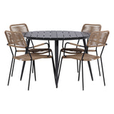 Break - Jídelní stůl kulatý - Černá / Černá - Alu / Aintwood - 120ø _1+ Lindos - Křeslo - Black Alu / Latte Latte _4