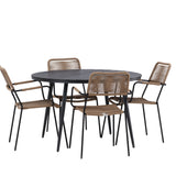 Break - Jídelní stůl kulatý - Černá / Černá - Alu / Aintwood - 120ø _1+ Lindos - Křeslo - Black Alu / Latte Latte _4