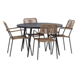 Break - Jídelní stůl kulatý - Černá / Černá - Alu / Aintwood - 120ø _1+ Lindos - Křeslo - Black Alu / Latte Latte _4