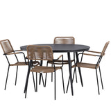 Break - Jídelní stůl kulatý - Černá / Černá - Alu / Aintwood - 120ø _1+ Lindos - Křeslo - Black Alu / Latte Latte _4