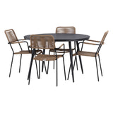 Break - Jídelní stůl kulatý - Černá / Černá - Alu / Aintwood - 120ø _1+ Lindos - Křeslo - Black Alu / Latte Latte _4